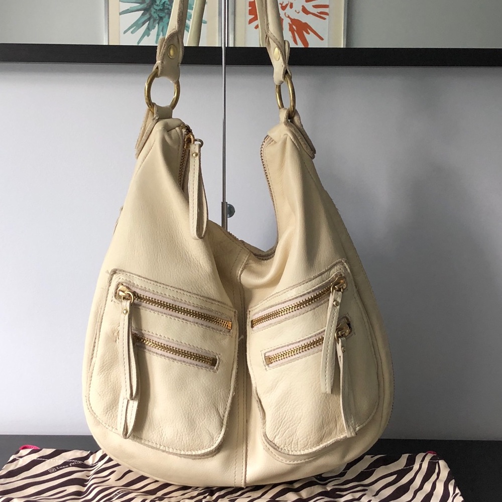 Línea Pelle leather Hobo in ivory